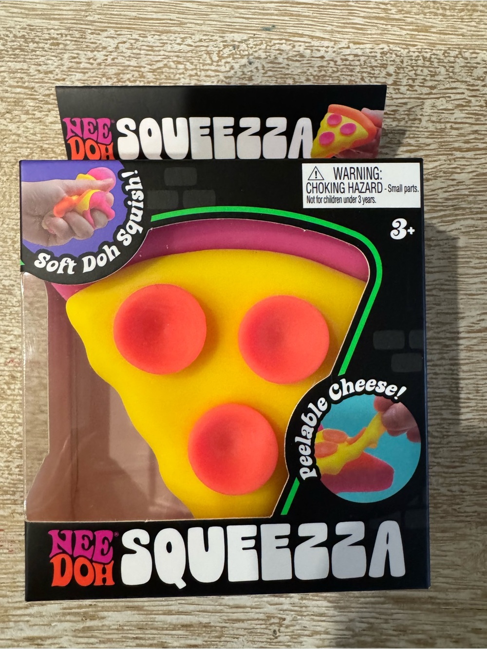 NeeDoh Squeezza Pizza - pink crust, yellow cheese and orange pepperoni